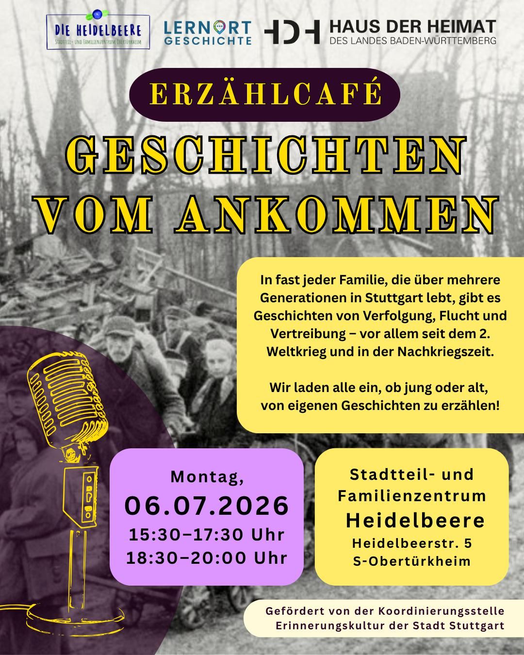 Der Flyer für die jeweilige Veranstaltung mit Datum und Kurzbeschreibung
