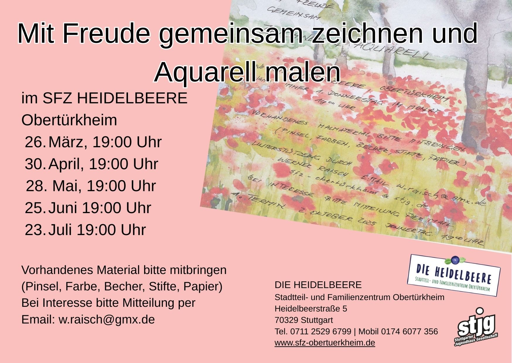 Der Flyer für die jeweilige Veranstaltung mit Datum und Kurzbeschreibung