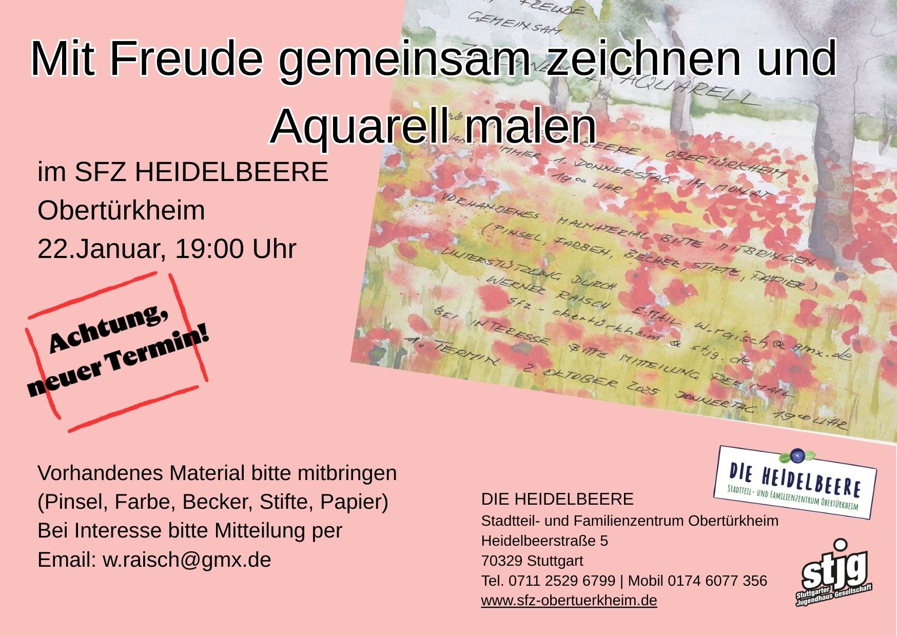 Der Flyer für die jeweilige Veranstaltung mit Datum und Kurzbeschreibung