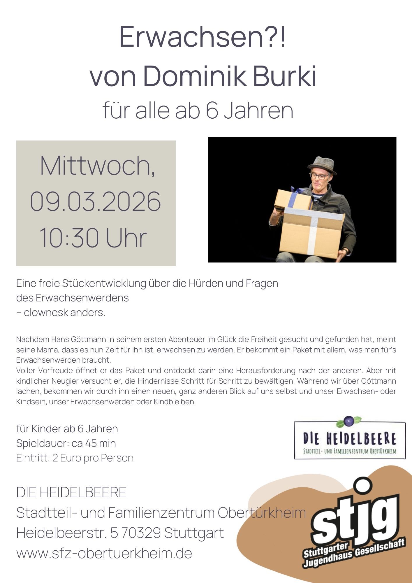 Der Flyer für die jeweilige Veranstaltung mit Datum und Kurzbeschreibung