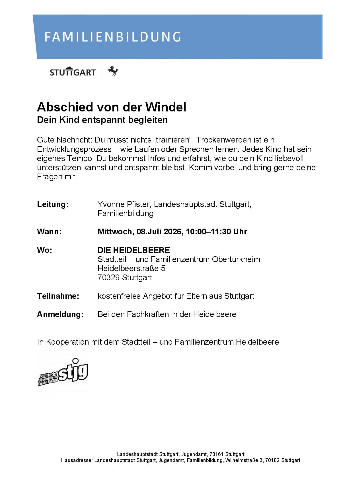Der Flyer für die jeweilige Veranstaltung mit Datum und Kurzbeschreibung
