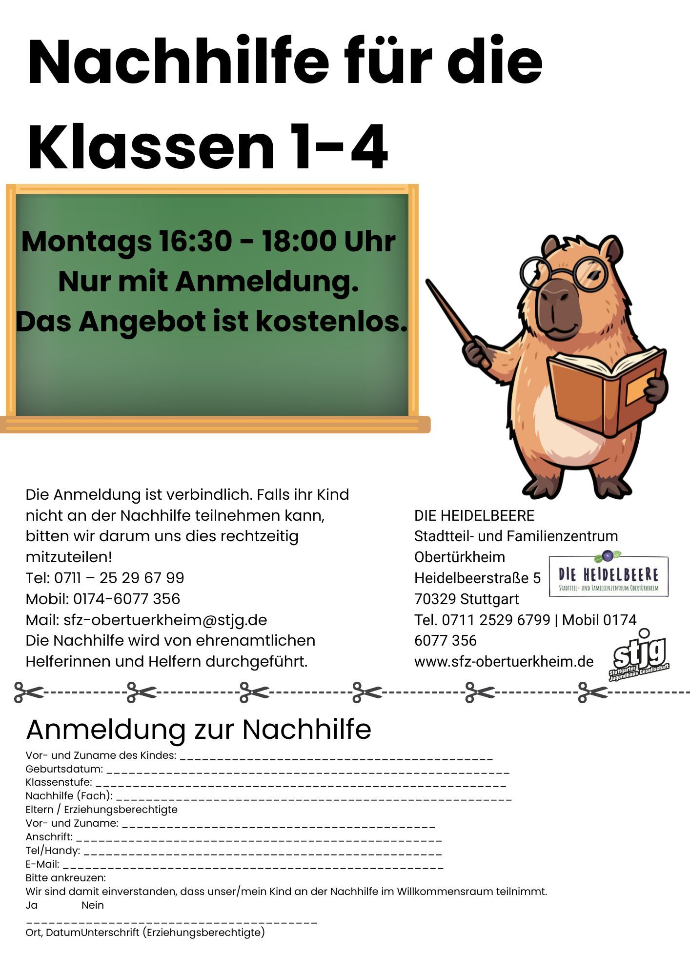 Der Flyer für die jeweilige Veranstaltung mit Datum und Kurzbeschreibung
